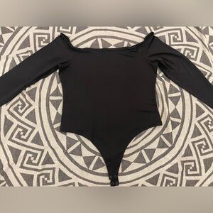 Nuuds Slimming Stretch black Long Sleeve Off The Shoulder Bodysuit NWOT! XXL